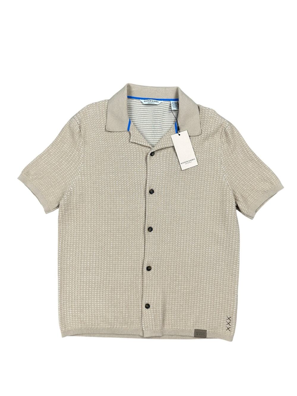 Scotch & Soda Travertine Button Front Short Sleeve Sweater Shirt — Size Medium